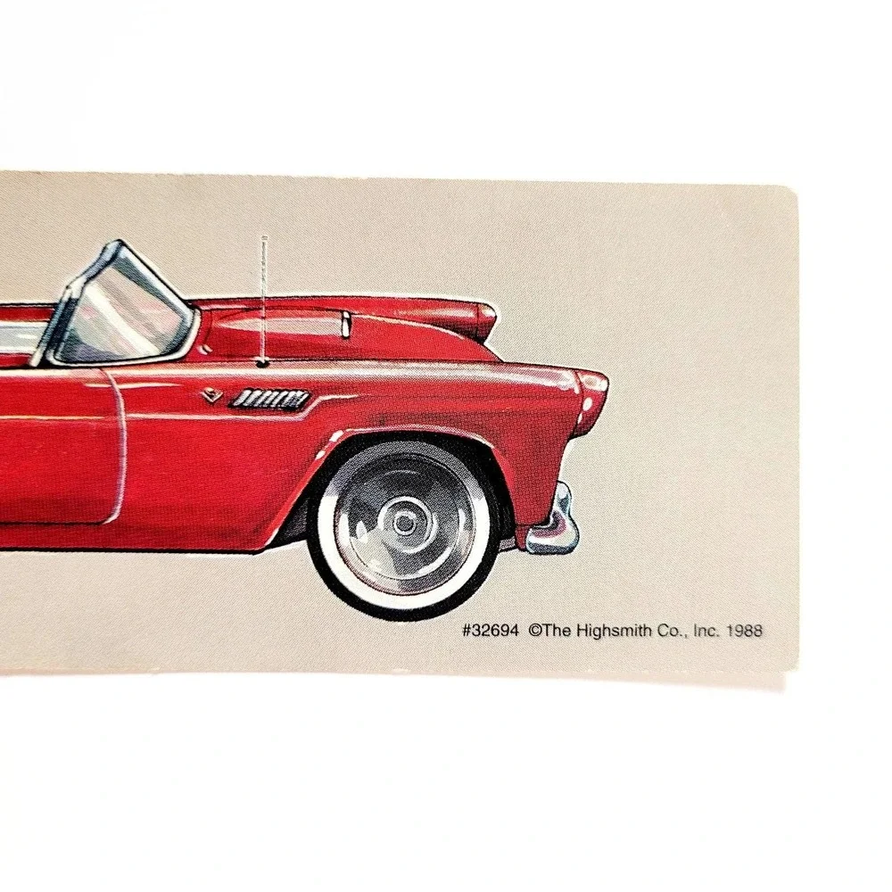 Vintage 80s red Thunderbird paper bookmark sports car 1988 Highsmith 32694